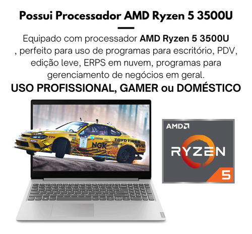 Notebook Gamer Ryzen 5 R5 Ssd 256gb 12gb Radeon Vega 8 W10 P (Recondicionado)