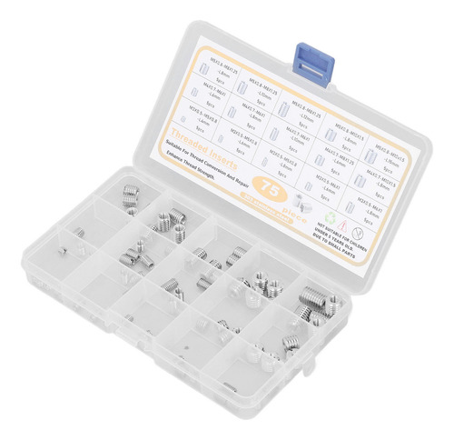 Inserto Rosqueado, 75 Peças De Aço Inoxidável Prateado, Resi
