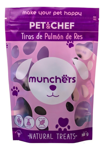 Premio 100% Natural Pulmón De Res 100g Pet&chef Perro Gato