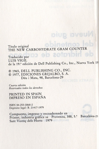 Imagen 4 de 4 de Nueva Guia Del Contenido Hidratos De Carbono - Dell Publish.