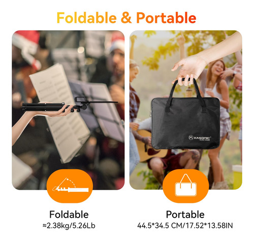 Soporte 2 En 1 Kasonic Plegable Para Partituras Y Libros Negro