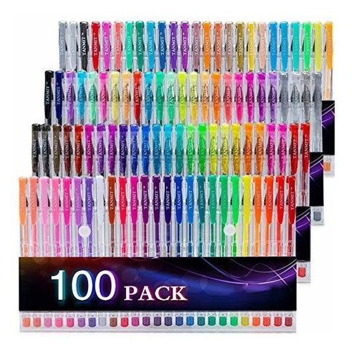 Tanmit 100 Plumas De Gel Para Colorear Juego Para Adultos Pa