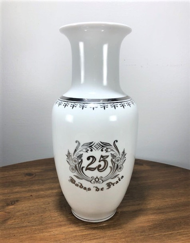 Imagem 1 de 7 de Vaso De Porcelana Para Bodas De Prata 25 Anos De Casamento