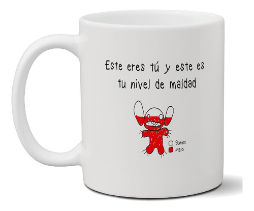 Taza De Ceramica Meme Nivel De Maldad Exclusiva Premium Art