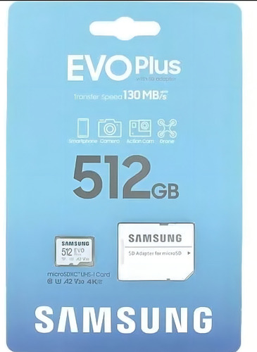 Memoria Micro Sd 512gb Samsung Evo Plus U3 4k 160mb/s
