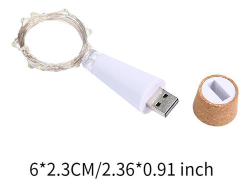 5 Lámpara De Corcho Para Botella De Vino, 20 Led, 2 M De