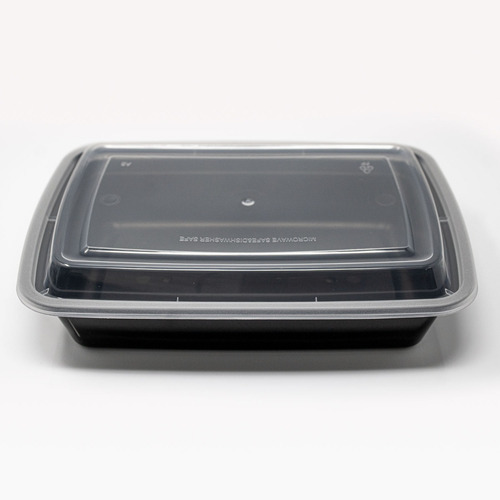 Contenedor Rectangular 32oz, Topper Wow, 10 Jgos, Reciclable Color Negro