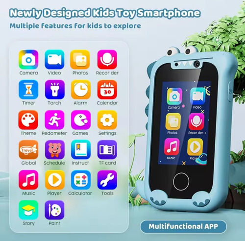 Celular De Juguete Para Niños Con Cámara Dual Verde