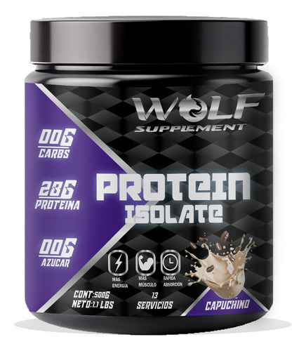 Proteína Whey Hs Hidrolizada Isolate Wolf 500g Sabores Capuchino