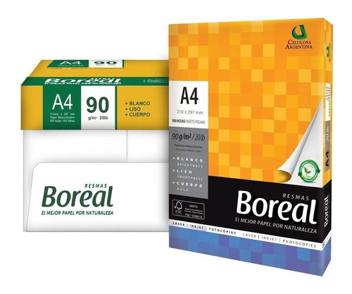 Kit X 4 Resmas A4 Boreal 90 Gr 500 Hojas Papel Obra Caja