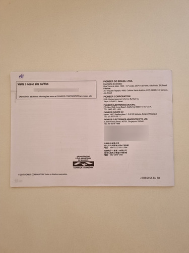 Manual De Instruções Dvd Pioneer Modelo Avh-a208bt (Usado)