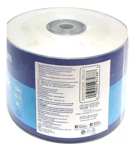 Torre De Cd-r Verbatim 700 Mb 52x 80 Minutos 50 Piezas