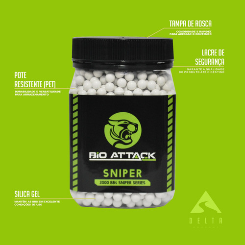Imagem 2 de 7 de Munição Airsoft Bbs Esfera 6mm Bio Attack Sniper Dmr 0.43g