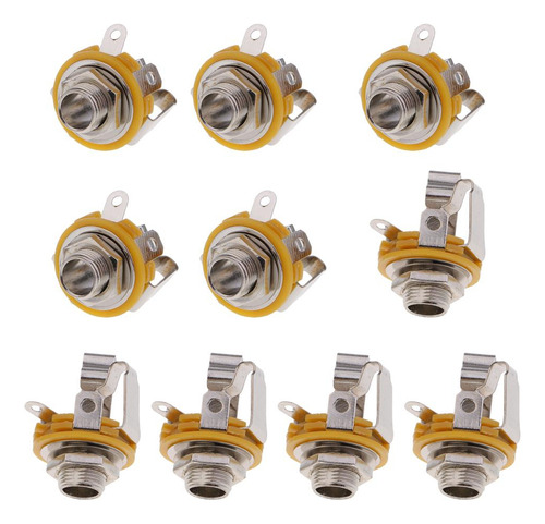 7p 10 Piezas De Conectores De 1/4'' 6.35mm Jack Hembra