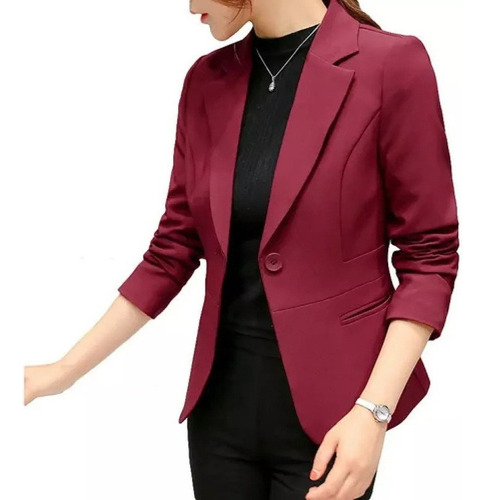 Blazer Mujer Moda Casual Color Sólido Manga Larga