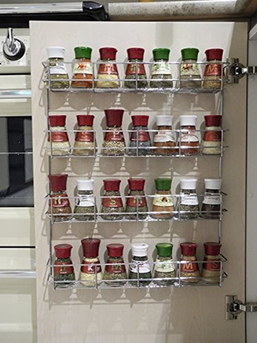 4 Tier Spice Rack - Cabinet Door And Wall Mountable Spice Ra