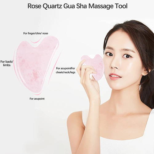 Micoowin Jade Roller And Gua Sha Set - Natural Rose Quartz F