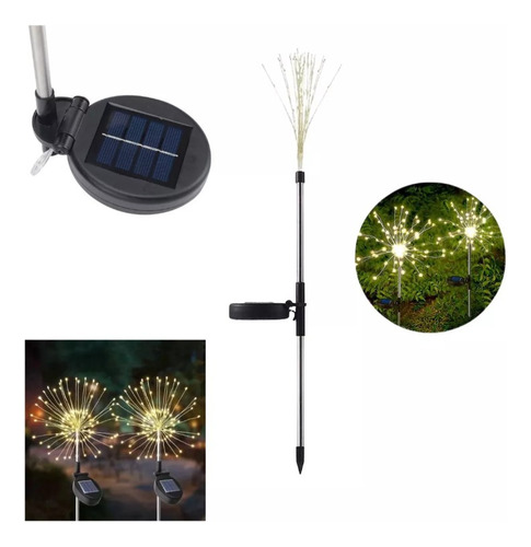 Estaca Solar Exterior Led Fuegos Artificiales 2 Unidades.
