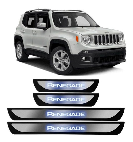 Protetor Porta Jeep Renegade 2015 A 2020 Inox Iluminada Led