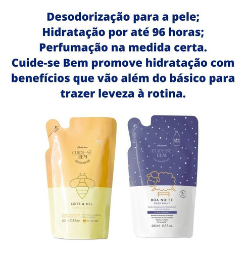 Kit Refil Hidratante Leite E Mel + Boa Noite 400ml Boticário