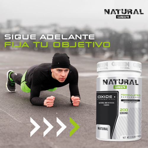 Óxido Nítrico + Clembu Pre Entreno Natural Green 1kg Natural