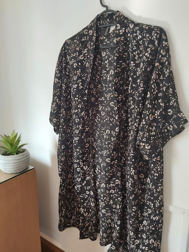 Saco Largo Tipo Kimono Largo H&m Talle Xs Negro Y Rosa