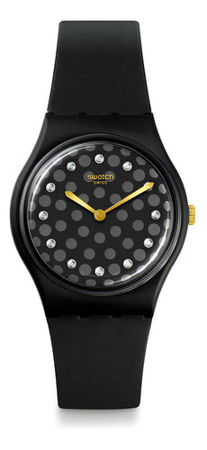 Reloj Swatch Sparkle Night De Silicona Para Mujer Ss Color De La Malla Negro Color Del Bisel Negro Color Del Fondo Negro