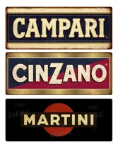 Comprar Combo Chapas Vintage Decorativas De Bebidas X3 Unid 35x14cm