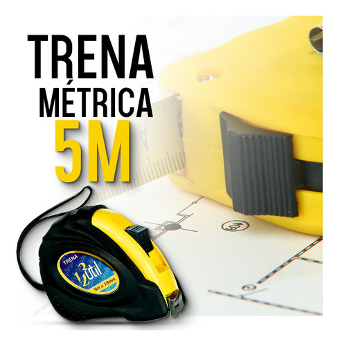 Imagem 5 de 7 de Trena De Aço 5m X 16mm Com Trava Alça Emborrachada 123util