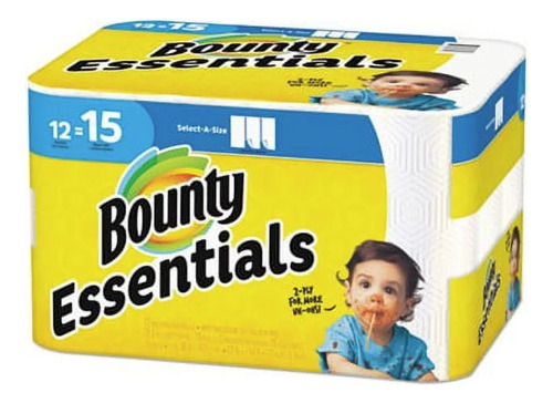 Toallas De Papel Bounty Hojas Blancas, 12 Rollos Dobles Esse