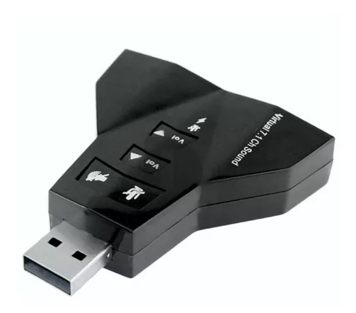 Tarjeta sonido doble entrada 7.1 canales USB Plug & Play + Control