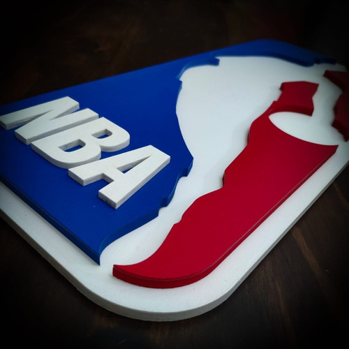 Cuadro Nba En Madera Calada Y Pintado 83x37 Cm.
