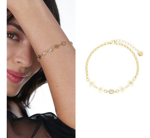 Pulseira Delicada Bolas Lisas Perolas Semijoias Banhado Ouro Comprimento 15 Cor Dourado Diâmetro 15 Cm