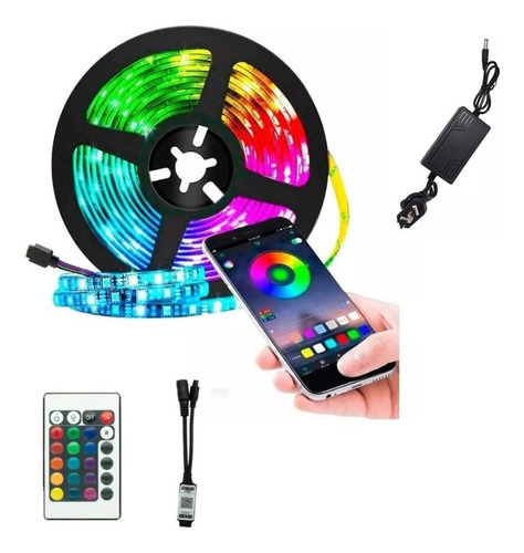 Tira Led Rgb Bluethoot 5050 5 Metros Celular Fuente Gamer 