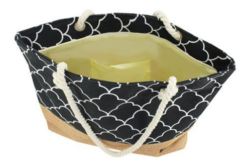 Imagem 3 de 6 de Bolsa De Praia Feminina Amplo Espaço Interno Nylon Preto