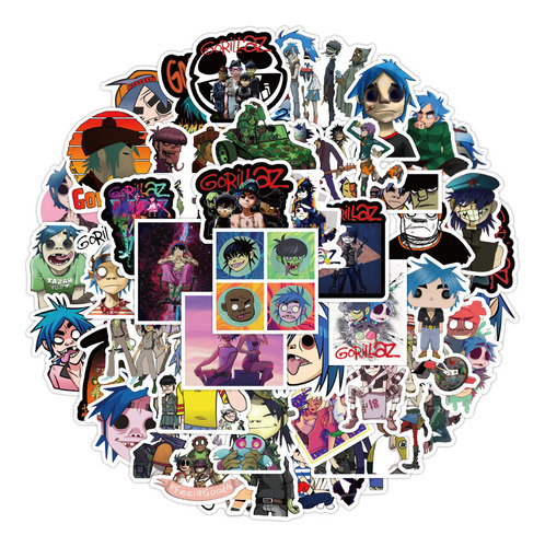 - Gorillaz-pegatinas De Dibujos Animados De Banda Musical