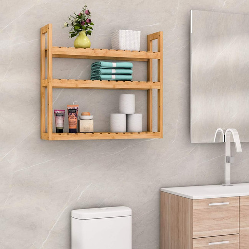 Estante De Baño De Bambú Domax Rack De Almacenamiento De Mon