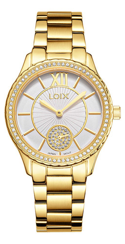 Reloj Loix Dama L1255-1 Dorado Con Tablero Blanco