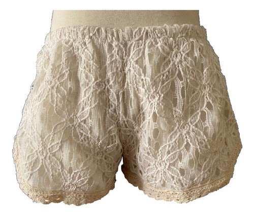 Short Mini Blanco De Encaje Forrado Bull-kat