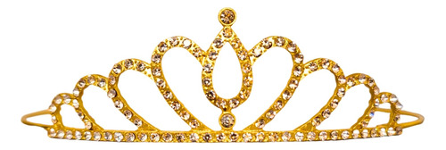 Tiara Corona Diadema Vincha Con Strass Dorada 15 Princesas