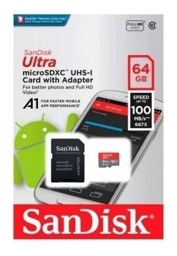 Memoria Micro Sd Hc Sandisk 64gb Clase 10 Original Sellado