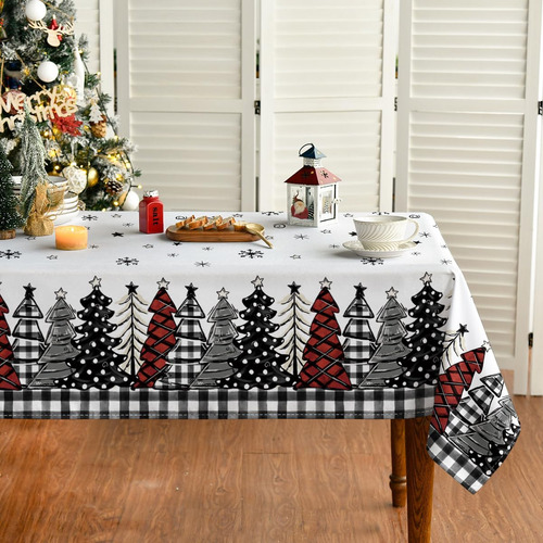 Mantel De Comedor Rectangular Negro A Cuadros Con Forma De Á