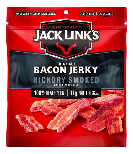 Jack Link's Bacon Jerky, Nogal Ahumado, Bolsa De 2.5 Onzas,