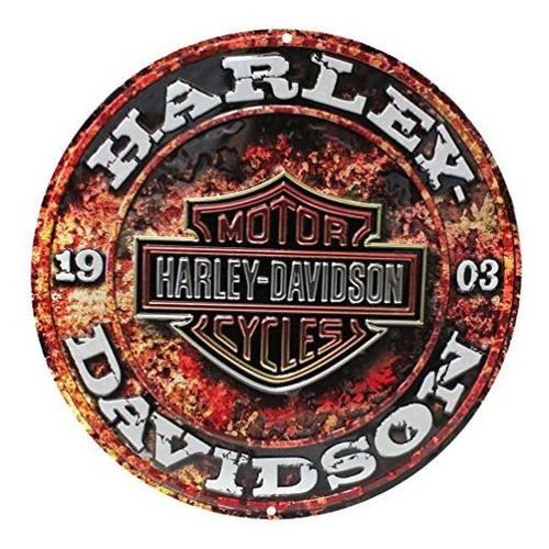 Harley-davidson En Relieve De Piedra Rust Barra Y El Escudo 