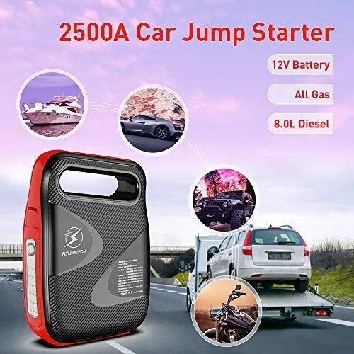  Car Jump Starter, FLYLINKTECH 2500A Peak 24000mAh Powerful  Portable Auto Battery Starter (up to All Gas or 8.0L Diesel Engine) with  100W AC Outlet - 12V UL Certified Car Battery Power