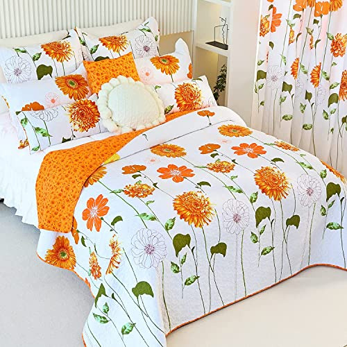 Juego 2 Fundas Almohada Girasol Acolchadas Algodón Decoració