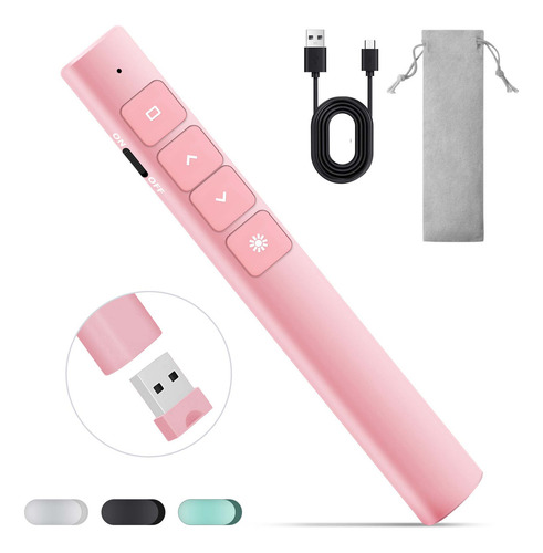 Apuntador Presentador Láser Inalámbric Remoto Usb Recargable Color Rosa