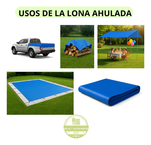 Lona Ahulada Para Agua 5x6 Mts Azul Reforzada Con Argollas