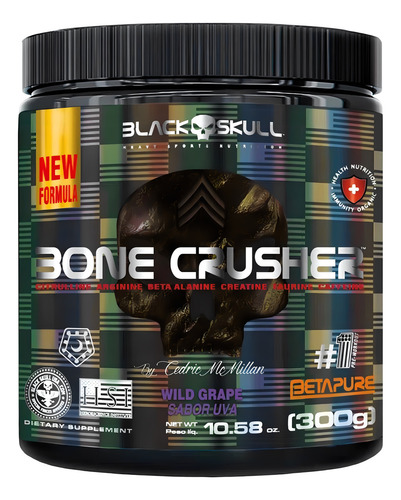 Suplemento Black Skull Eduardo Correa Bone Crusher sabor Wild Grape (Uva) de 300g