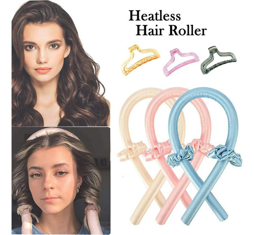Rizador De Cabello Sin Calor + 2 Collets + Gancho Genieka